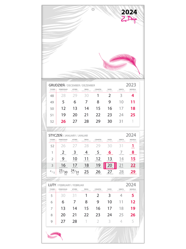 2design Kalendarze Trójdzielne indywidualne